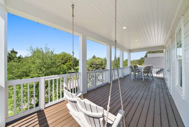 339 Pathways Dr, Inlet Beach, FL 32461 - wooden terrace with outdoor dining space
