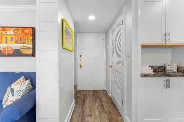 23223 Front Beach Rd # 335, Panama City Beach, FL 32413 - corridor featuring wood finished floors and recessed lighting