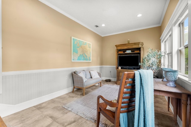 619 Pitts Bayshore Dr, Freeport, FL 32439 - living area with wainscoting, recessed lighting, and crown molding