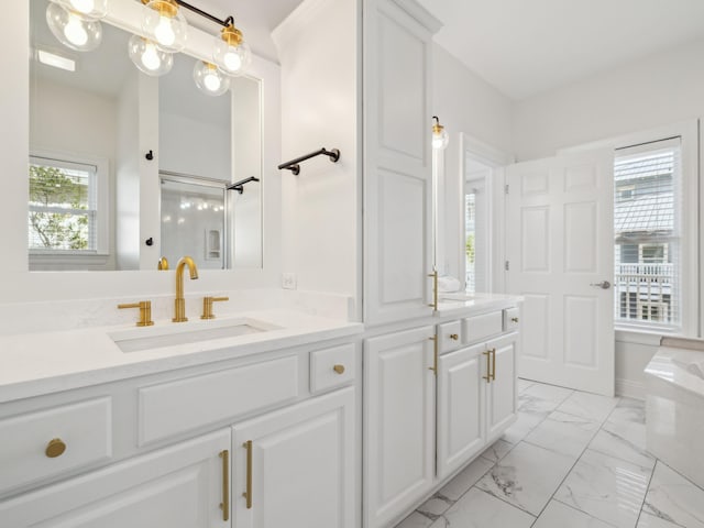 221 Seacrest Beach Blvd E, Seacrest, FL 32461 - full bath featuring double vanity and marble finish floors