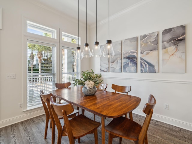 221 Seacrest Beach Blvd E, Seacrest, FL 32461 - dining room with ornamental molding and wood finished floors