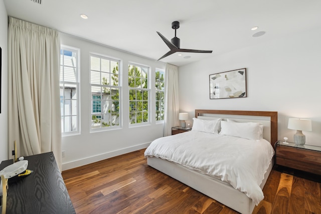 36 Caliza Ln, Inlet Beach, FL 32461 - bedroom featuring wood finished floors, a ceiling fan, and recessed lighting