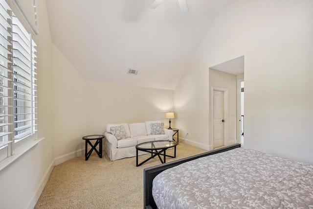 17 Poquito Rd, Shalimar, FL 32579 - bedroom with carpet floors, vaulted ceiling, and a ceiling fan