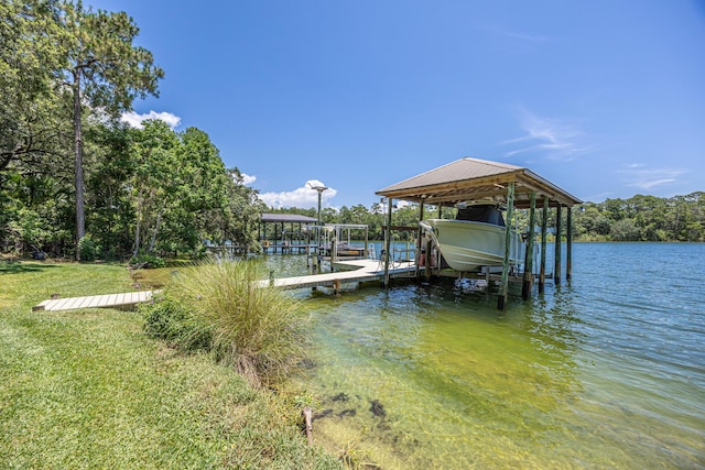 17 Poquito Rd, Shalimar, FL 32579 - dock area with boat lift and a water view