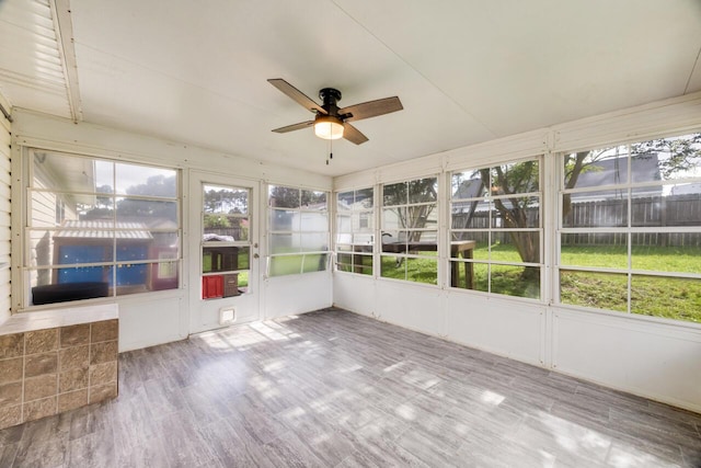 121 Trenton Ave, Crestview, FL 32539 - unfurnished sunroom featuring ceiling fan and plenty of natural light