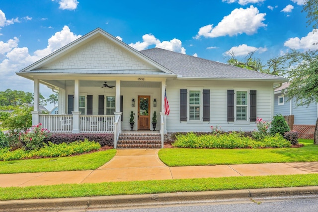 1502 Coriander Ln, Niceville, FL 32578 - view of front of house with covered porch, ceiling fan, and a shingled roof