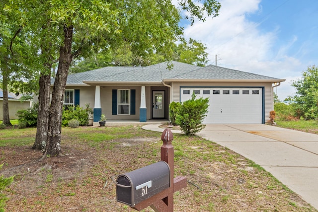 51 Yearling Ct, Defuniak Springs, FL 32433 - ranch-style home featuring a garage, concrete driveway, covered porch, and roof with shingles