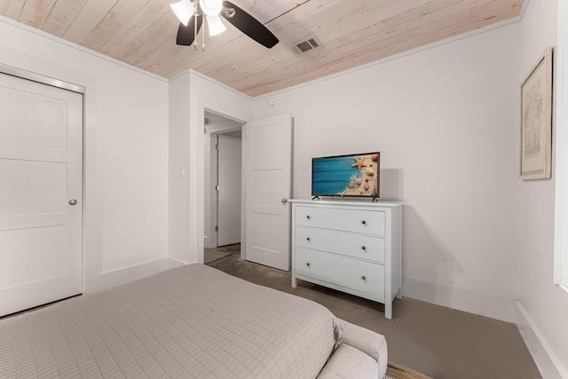 81 Canal St, Santa Rosa Beach, FL 32459 - bedroom with wood ceiling, concrete flooring, and a ceiling fan