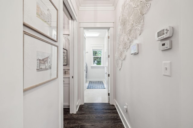 360 Jack Knife Dr, Inlet Beach, FL 32461 - hall featuring dark wood-style flooring and baseboards