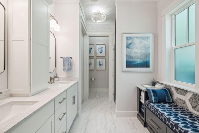 360 Jack Knife Dr, Inlet Beach, FL 32461 - bathroom featuring marble look tile flooring and double vanity