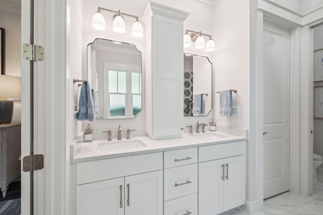 360 Jack Knife Dr, Inlet Beach, FL 32461 - bathroom with double vanity and marble finish floors