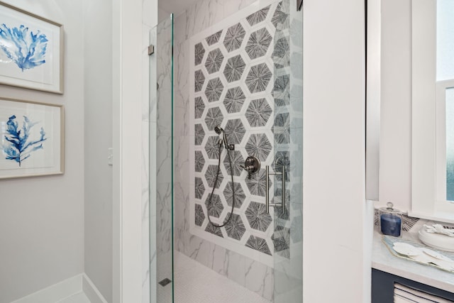 360 Jack Knife Dr, Inlet Beach, FL 32461 - bathroom featuring a marble finish shower and vanity