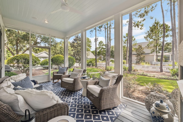 360 Jack Knife Dr, Inlet Beach, FL 32461 - sunroom with a ceiling fan and an outdoor hangout area