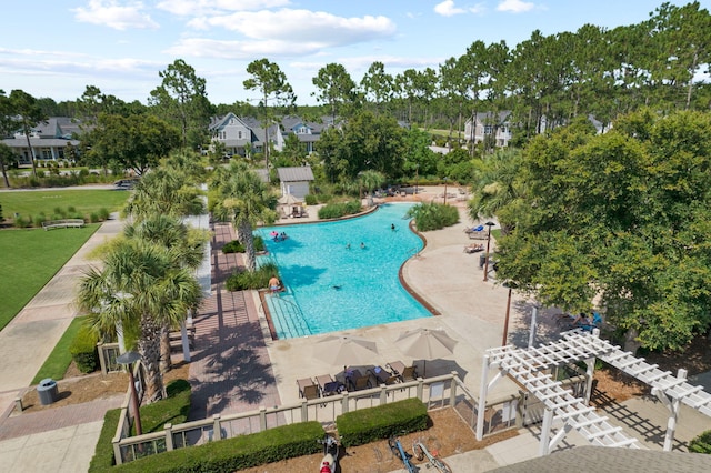360 Jack Knife Dr, Inlet Beach, FL 32461 - community pool with a pergola, view of wooded area, and a patio