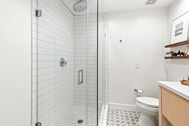 41 E Grove Ave, Santa Rosa Beach, FL 32459 - full bathroom featuring vanity, a shower stall, and tile patterned flooring