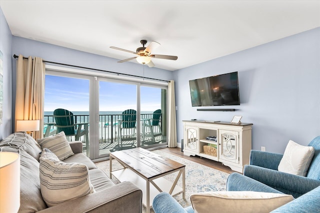 780 Sundial Ct Unit 2001, Fort Walton Beach, FL 32548 - living area with a ceiling fan and wood finished floors