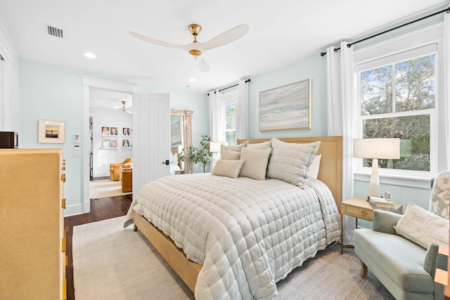 117 W Okeechobee, Santa Rosa Beach, FL 32459 - bedroom featuring wood finished floors, recessed lighting, and ceiling fan