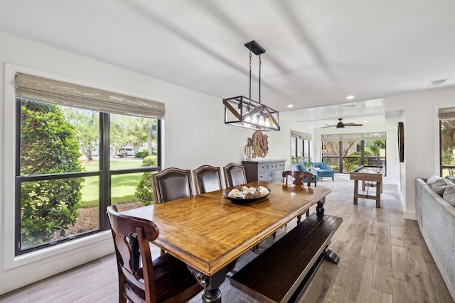 736 Sandpiper Pl Unit 10525, Miramar Beach, FL 32550 - dining room featuring healthy amount of natural light, light wood-type flooring, recessed lighting, and ceiling fan