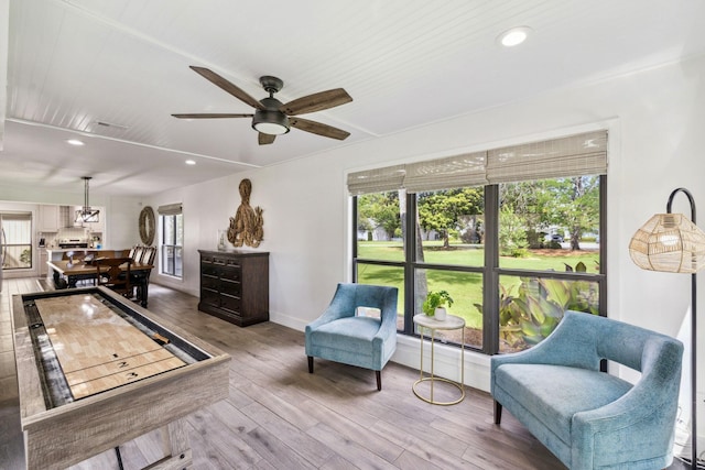 736 Sandpiper Pl Unit 10525, Miramar Beach, FL 32550 - living area with plenty of natural light, ceiling fan, wood finished floors, and recessed lighting