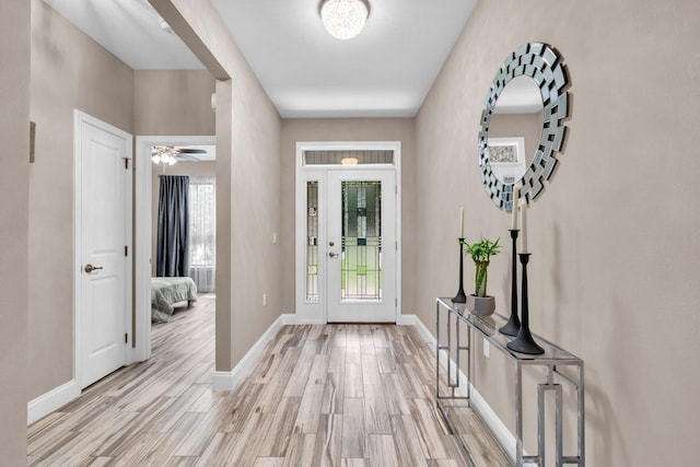 1369 N Beal Ext, Fort Walton Beach, FL 32547 - foyer entrance with wood finished floors and ceiling fan