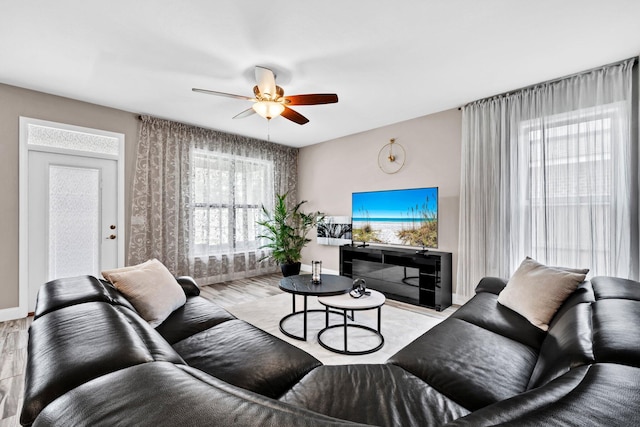 1369 N Beal Ext, Fort Walton Beach, FL 32547 - living room featuring ceiling fan and wood finished floors