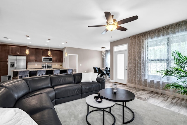 1369 N Beal Ext, Fort Walton Beach, FL 32547 - living room with light wood-type flooring, ceiling fan, and recessed lighting