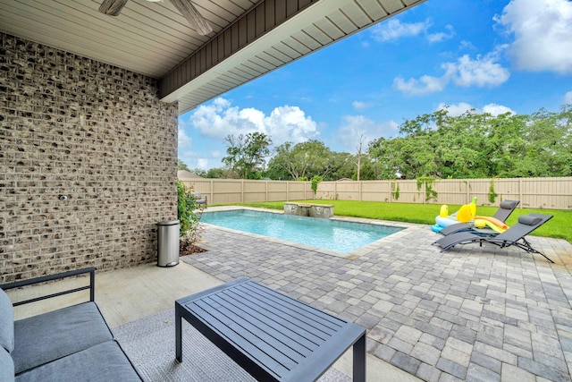 1369 N Beal Ext, Fort Walton Beach, FL 32547 - view of swimming pool featuring a fenced backyard, a patio area, and a ceiling fan