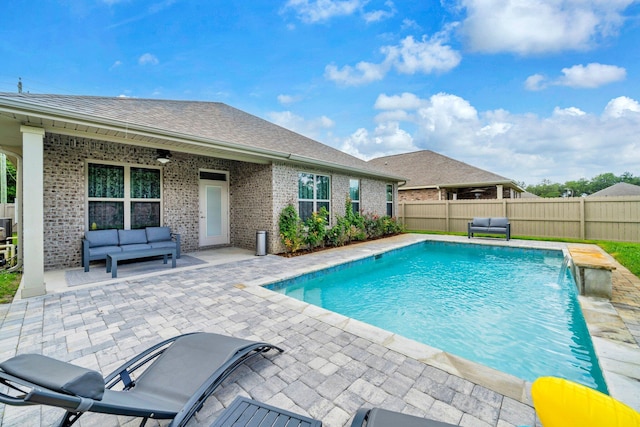 1369 N Beal Ext, Fort Walton Beach, FL 32547 - view of pool featuring outdoor lounge area, a patio area, a fenced backyard, and a ceiling fan