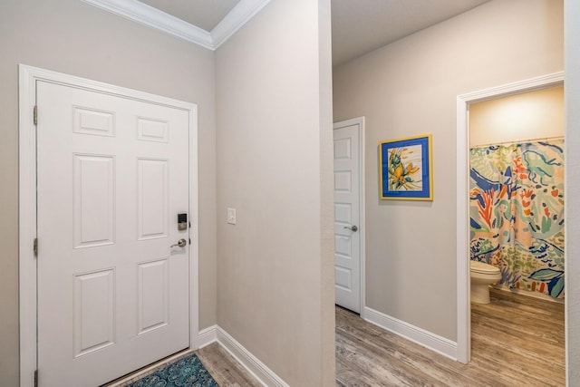 364 Lightning Bug Ln, Freeport, FL 32439 - foyer featuring light wood-style floors and crown molding