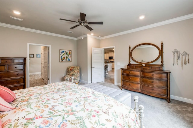 364 Lightning Bug Ln, Freeport, FL 32439 - bedroom featuring carpet flooring, crown molding, and a ceiling fan