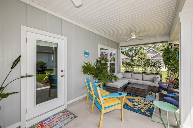 364 Lightning Bug Ln, Freeport, FL 32439 - sunroom with ceiling fan and an outdoor hangout area