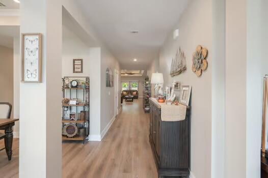 2405 Dakota Way, Crestview, FL 32536 - hallway with light wood-style floors and recessed lighting