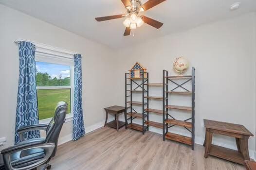 2405 Dakota Way, Crestview, FL 32536 - office with wood finished floors and a ceiling fan