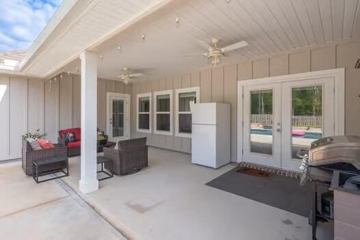 2405 Dakota Way, Crestview, FL 32536 - view of patio / terrace with french doors, ceiling fan, and an outdoor living space