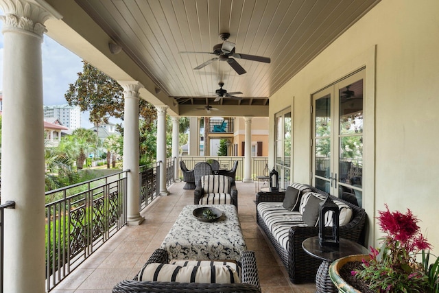 176 Rue Martine, Miramar Beach, FL 32550 - view of patio / terrace featuring outdoor lounge area, french doors, and ceiling fan