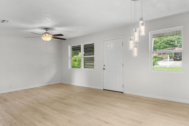 1023 W Webster Dr, Pensacola, FL 32505 - foyer entrance with plenty of natural light, light wood finished floors, a ceiling fan, and a textured ceiling