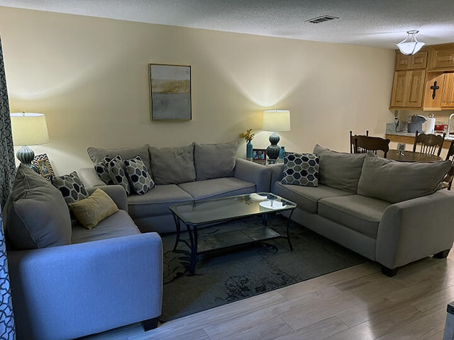 3861 Indian Trl Unit 104, Destin, FL 32541 - living room featuring light wood-style floors and a textured ceiling