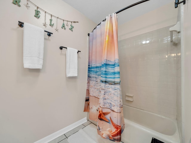 2016 E Three Putt Ln, Panama City, FL 32404 - bathroom featuring tile patterned floors and shower / bathtub combination with curtain