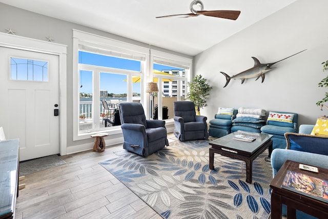 415 Gulf Shore Dr Unit 1, Destin, FL 32541 - living area featuring wood finished floors and a ceiling fan