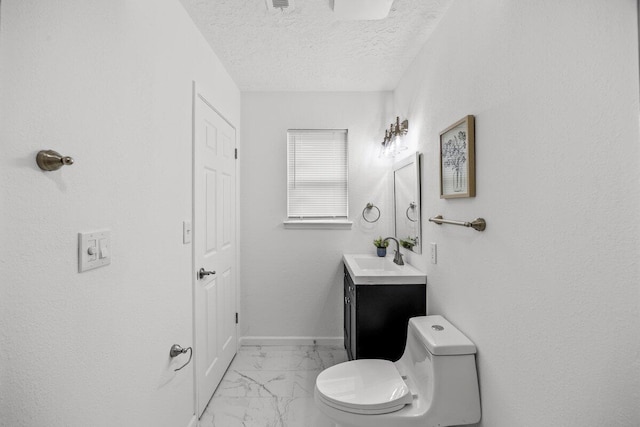 4352 Watkins St, Pace, FL 32571 - bathroom with marble look tile flooring, vanity, and a textured ceiling