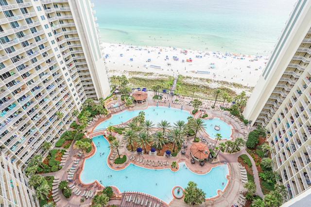 9900 S Thomas Dr Unit 2015, Panama City Beach, FL 32408 - aerial overview of property's location with a pool and expansive coastline