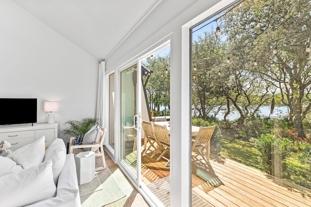 70 N Camp Creek Rd Unit 3, Inlet Beach, FL 32461 - sunroom / solarium with a deck, lofted ceiling, and wood finished floors