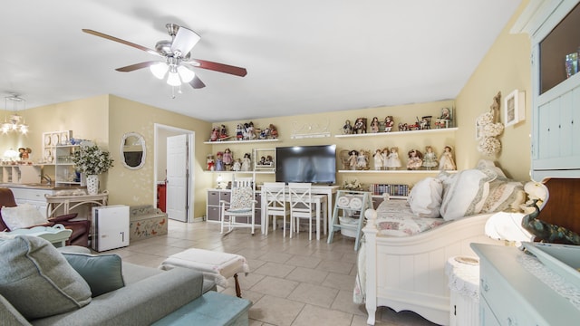 4936 Grassy Pond Rd, Chipley, FL 32428 - tiled living room featuring a ceiling fan and a chandelier