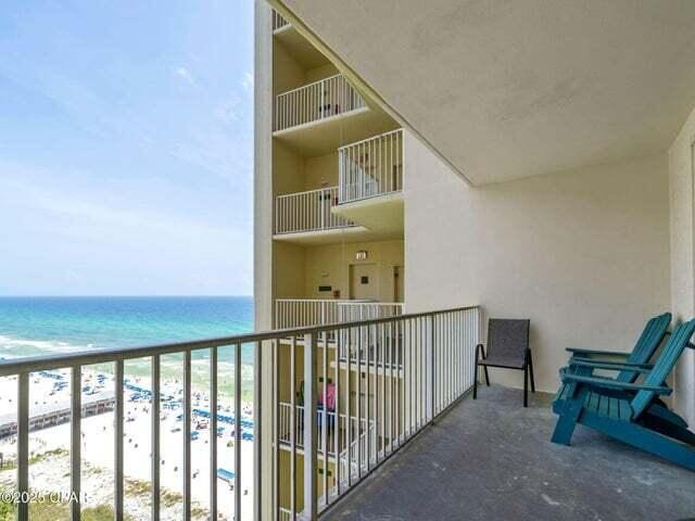 9900 S Thomas Dr Unit 1604, Panama City Beach, FL 32408 - balcony featuring view of water and beach