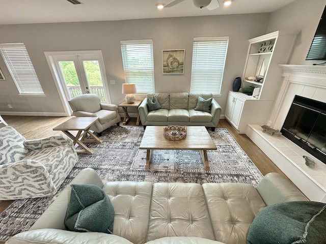 83 Sunfish St, Destin, FL 32541 - living area with light wood-type flooring and a fireplace