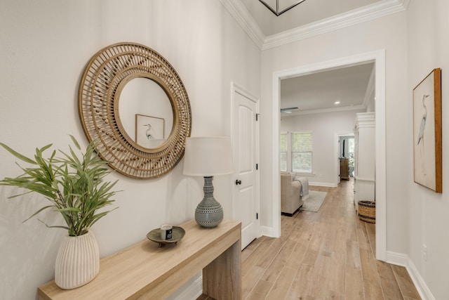 124 Apollo Ave, Freeport, FL 32439 - hall with ornamental molding, light wood-style floors, and recessed lighting