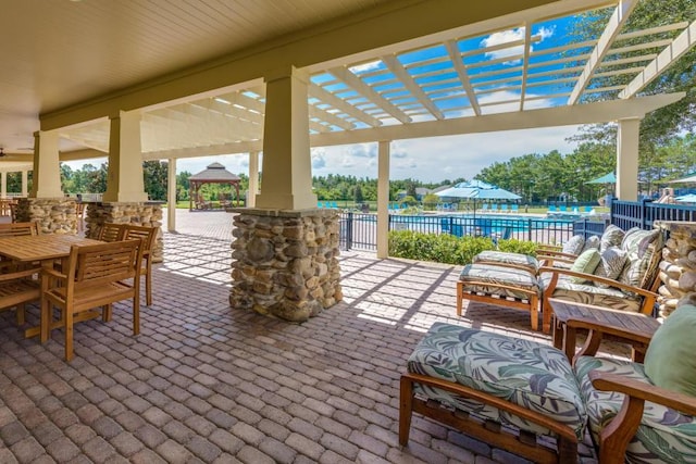 124 Apollo Ave, Freeport, FL 32439 - view of patio with a pergola, a gazebo, and outdoor dining area