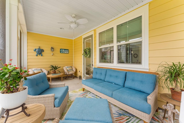 8668 Shell Sink Dr, Panama City Beach, FL 32413 - sunroom featuring an outdoor hangout area and ceiling fan