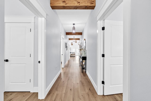 52 Lazy Bone St, Vernon, FL 32462 - hallway with light wood finished floors and beamed ceiling