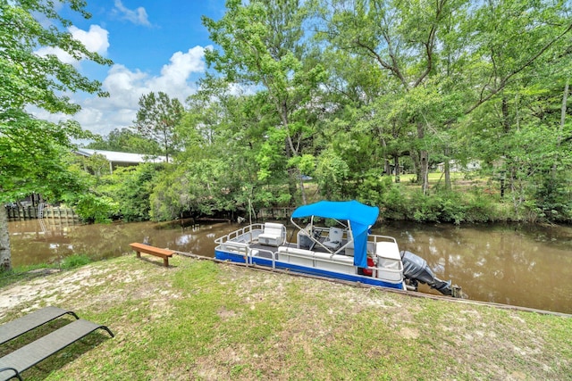 52 Lazy Bone St, Vernon, FL 32462 - view of yard with a boat dock, a water view, and view of scattered trees